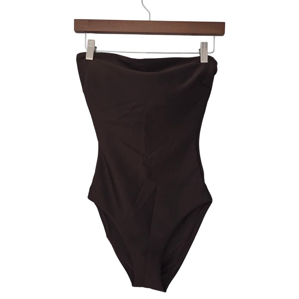 J. Crew Long Torso Gemma Bandeau 1-Piece Swimsuit Sculpt 4 Brown NWT $138 Ci369